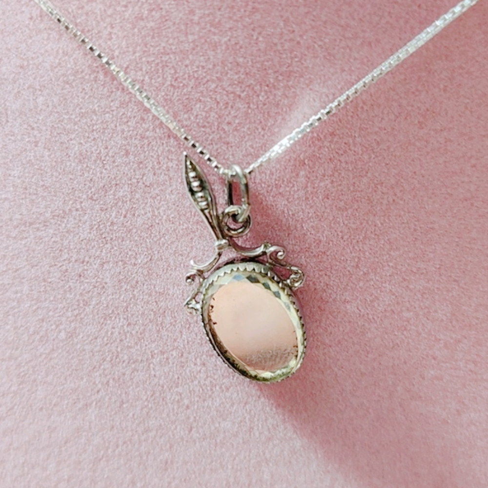 Rare BEAU Sterling Ornamental Hand Mirror Charm Pendant Necklace